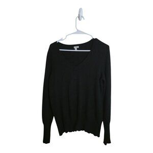 HALOGEN Sweater Women XL Black Cashmere Minimalist Preppy Career Grudge Holiday